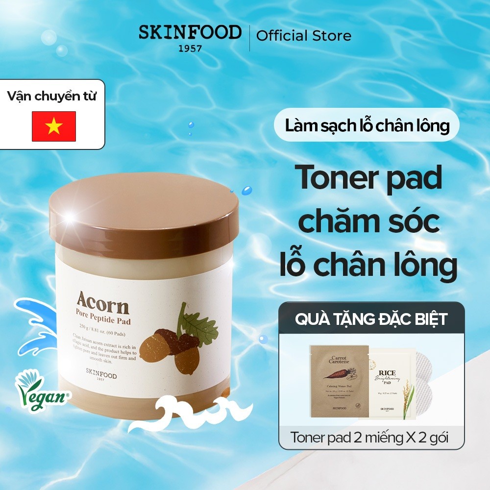 Mẫu mới Hộp 60 miếng bông quả sồi / Peptide se khít lỗ chân lông và cải thiện độ đàn hồi của da / Ac