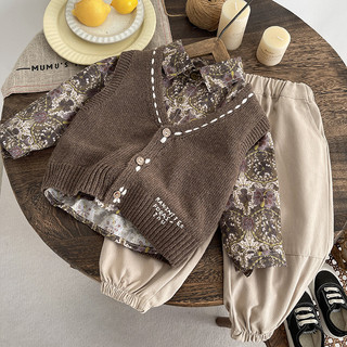 Mùa Xuân Thu Bé Trai Bộ Thiết Kế Trẻ Em Áo Vest Dệt Kim Một + Hoa In Hình Đầy Đủ Áo Thun Tay Dài + Quần Quần Quần Áo Thời Trang Thường Ngày Cho Bé