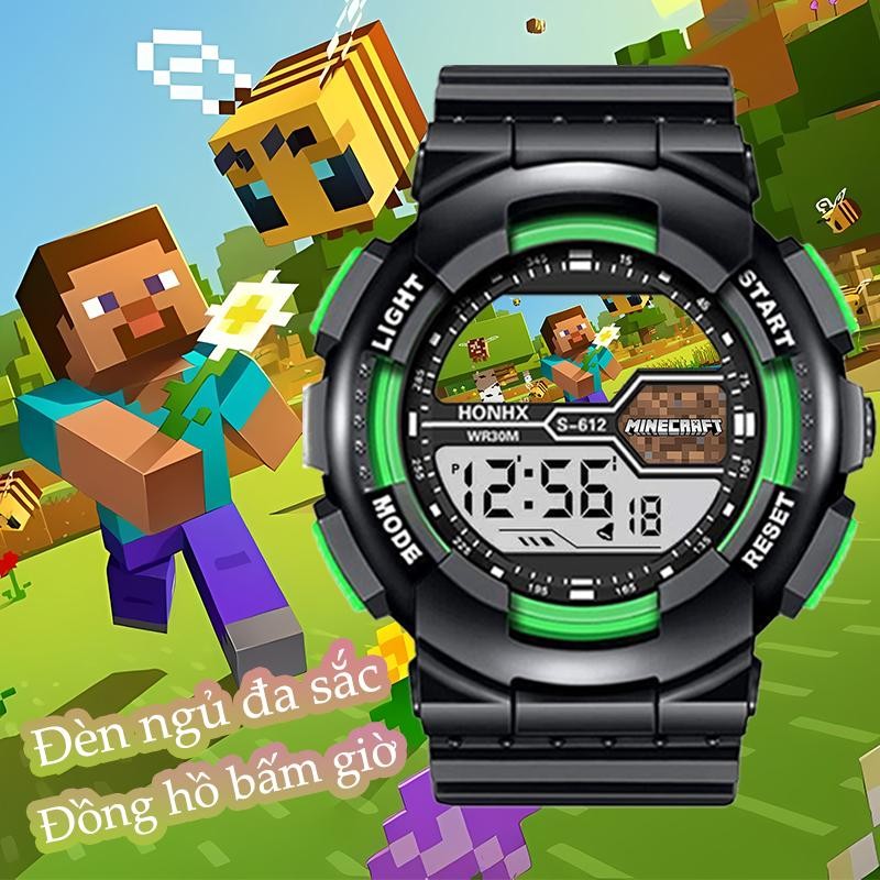 Đồng hồ thể thao điện tử, Chủ đề Minecraft thời trang phong cách mới, chống nước, Thích hợp cho bé trai và bé gái