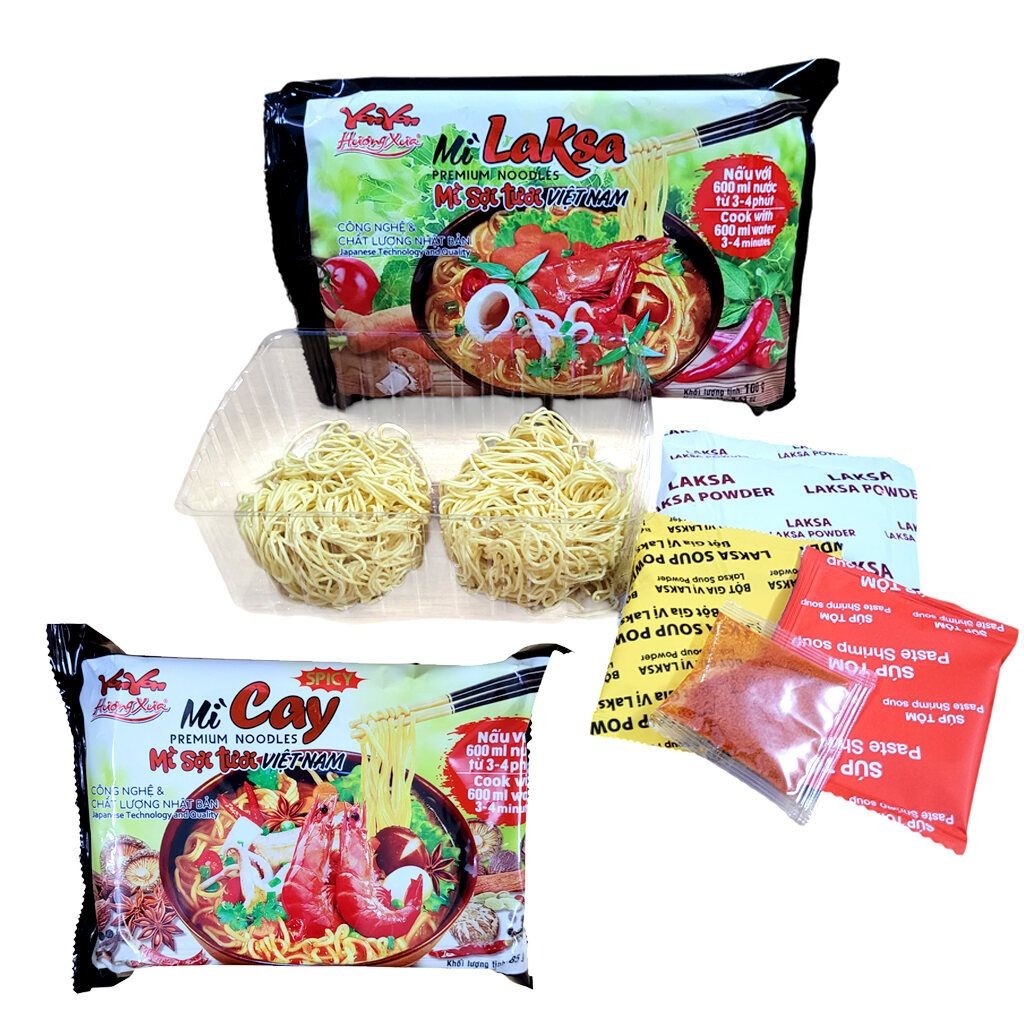 Mì Cay YonYon - Mì Laksa YonYon Hương Xưa mì sợi tươi nấu từ 3-4 phút gói 85gr 100gr công nghệ chất 
