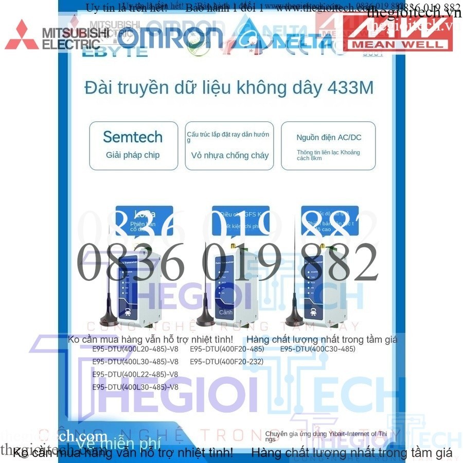 Lora IOT RS485 Trạm Truyền Dữ Liệu 433 Mô-đun Giao Tiếp Không Dây GFSK Tần Số Vô Tuyến Thu Và Phát Giao Tiếp Từ Xa - 400(F)30-485 - Ăng Ten Cốc Hút Nhỏ