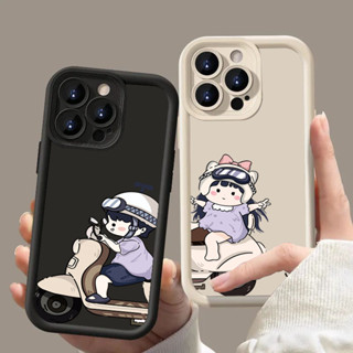 Ốp Lưng Cho iPhone 15 14 13 12 11 Pro Max XR X XS Max 7 8 14 15 Plus SE 2020 13 12 Mini Ngộ nghĩnh Cặp Đôi Điện Họa Tiết Xe Máy Matte Chống Sốc Silicon Mềm