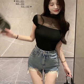 Áo thun nữ mùa hè tay hến phối lưới ôm body tôn dáng cổ vuông thời trang hottrend NGOMINH SP146