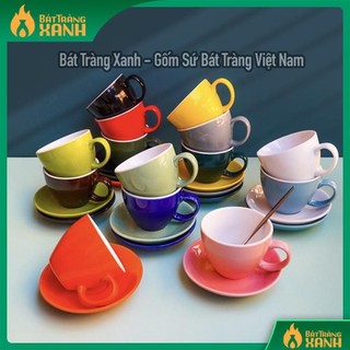 Bộ ly cafe men màu, men đá Cappuccino 180ml - Gốm sứ Bát Tràng cao cấp - Gốm Sứ Bát Tràng Xanh