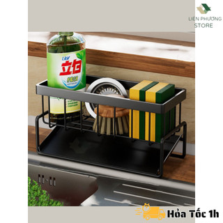 Kệ đựng đồ rửa chén bát có khay hứng nước để trên bồn rửa tiện lợi