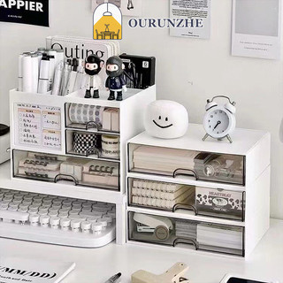 Hộp lưu trữ OURUNZHE, ngăn kéo để bàn, trong suốt, có thể xếp chồng lên nhau, phân loại sổ tay