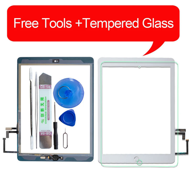 2017 A1822 A1823 Touch Screen For iPad 5th Generation 5 Digitizer  Front Glass With home button +cab