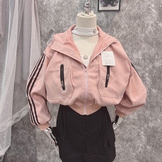 Áo khoác bomber chất da lộn 2 lớp lót dù chạy sọc tay phối 2 túi ngực - NS339