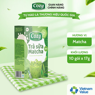 Trà Sữa Matcha Hòa Tan Cozy 3in1 Thơm Vị Matcha, Tăng Sức Khỏe, Trẻ Làn Da (10 gói x 17gr)