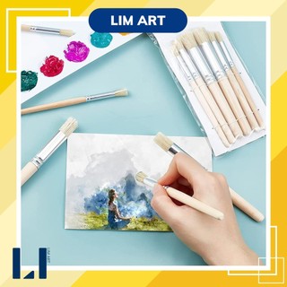 Bộ 6 cọ stencil lông lợn cán gỗ LIM Art