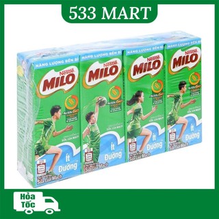   LỐC 4 HỘP  Sữa Milo Có đường  Ít đường 180ml 