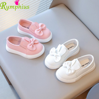  Rumphius Màu Trơn Slip-on Da Giày Cho Bé Gái Thỏ Đáng Yêu Nơ Thoải Mái Trẻ Em Giày Lười Size 22-31 
