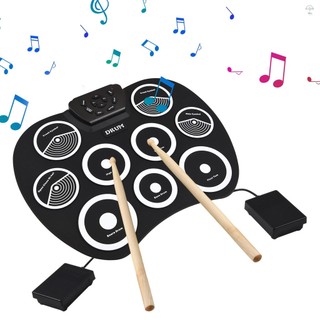 Bộ trống điện tử cuộn tay 9 miếng, giao diện MIDI, hỗ trợ trò chơi DTX, không loa, kèm cần trống và bàn đạp chân