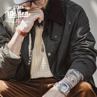 Maden thương hiệu nam thanh niên mùa thu 2024 mặt hàng mới cứng rắn người Mỹ retro Spey sáp dầu áo khoác câu cá cổ điển cổ điển cổ điển ngoài trời cổ áo khoác