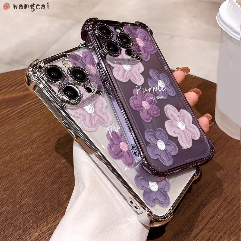 Dành Cho OPPO A79 2023 A78 A58 5G A58x A38 A18 4G Ốp Điện Thoại Màu Tím Tranh Sơn Hoa Hoa Túi Khí Ch