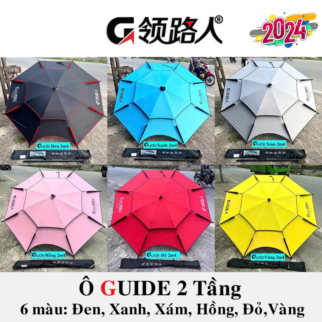 Ô Câu Cá Ô Dù Che Nắng Mưa Guide - ô câu cá 2 tầng cao cấp nhiều màu 2m2 và 2m4