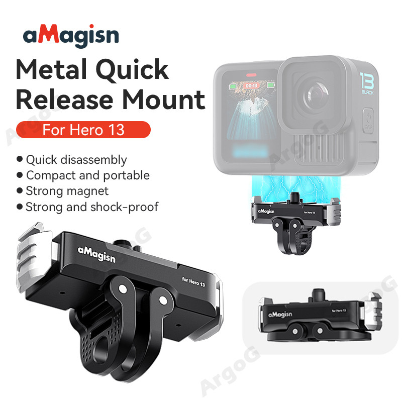 AMagicsn Metal Quick Release Mount cho GoPro 13 Từ tính có thể gập lại 2 Prong Claw và 1 / 4 Vít lỗ 