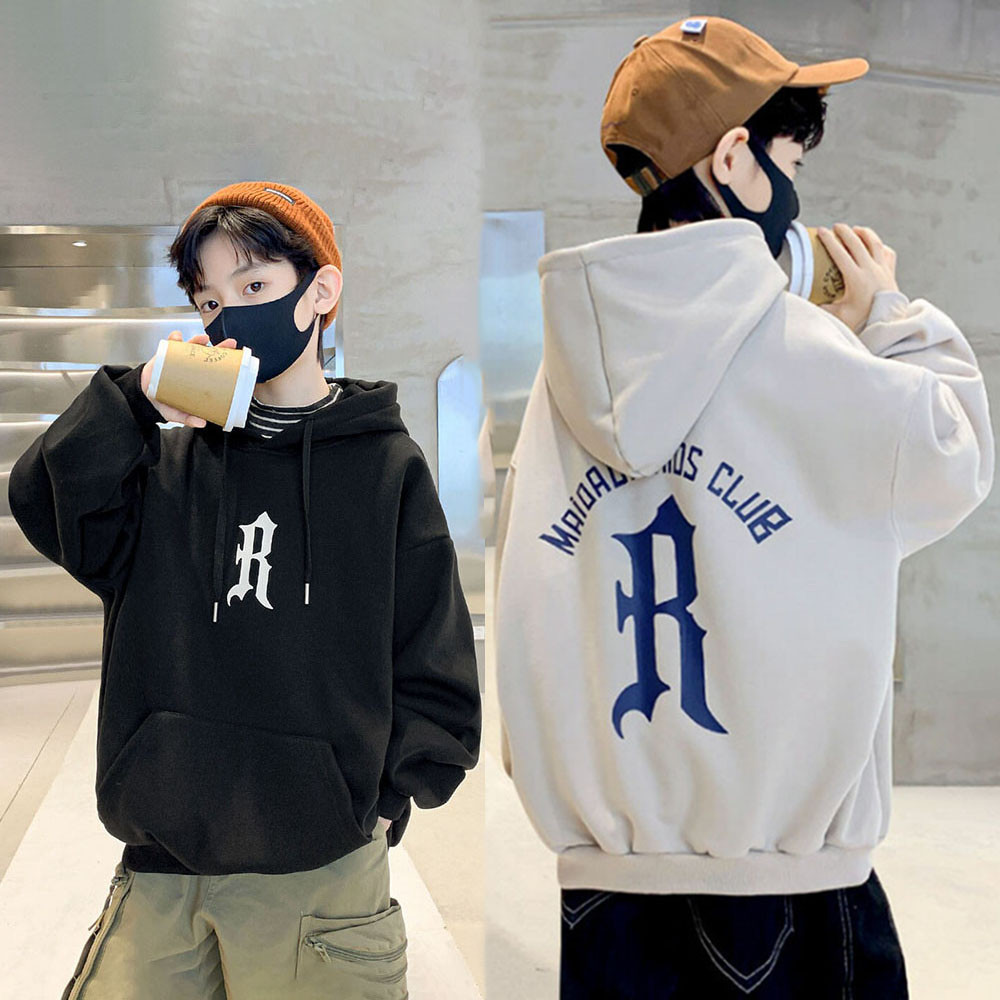 [18-52kg] Áo hoodie bé trai, áo khoác nỉ mẫu R, áo thu đông trẻ em nam size 18-52kg chất nỉ bông dày