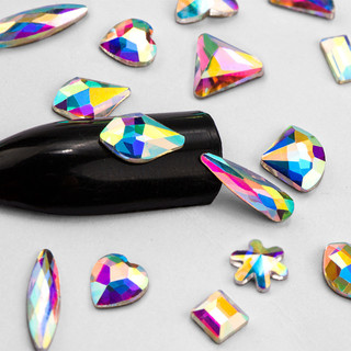 Miếng dán trang trí móng tay bằng đá Rhinestones đáy phẳng kim cương pha lê sáng bóng hình thoi mắt ngựa giọt nước bộ hỗn hợp 50/100 PCS