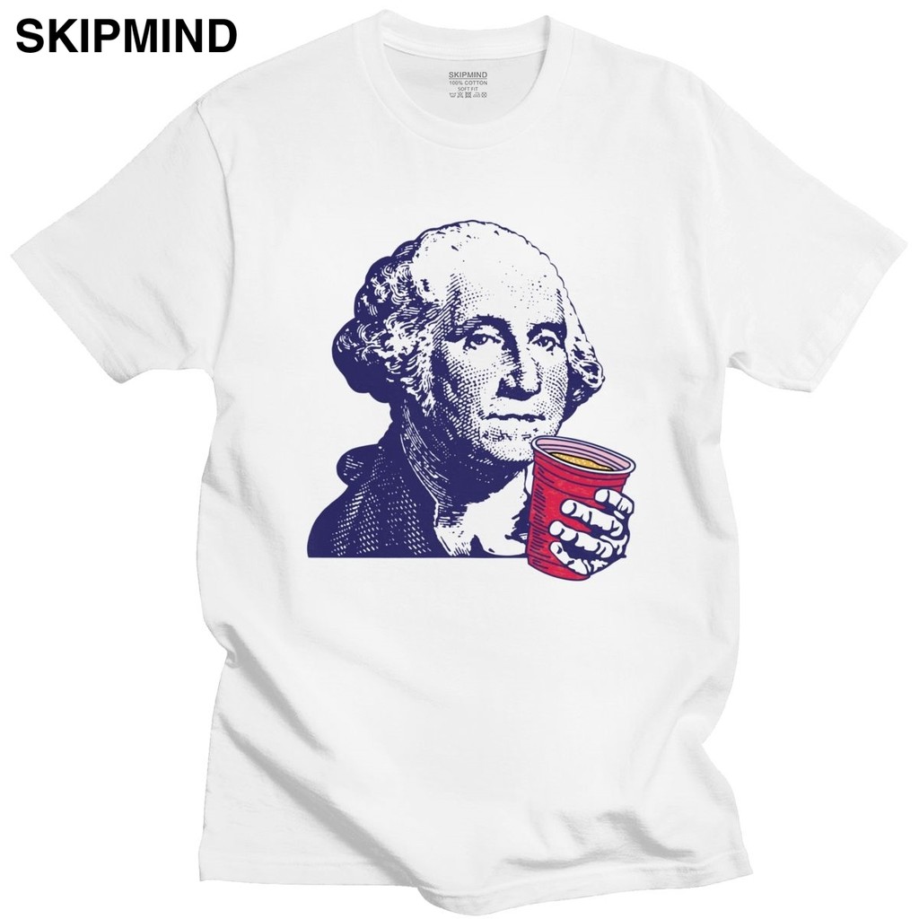 George Washington Áo Homme Nguyên Chất Cotton Kỷ Niệm 4 Tháng Bảy Tee Cổ Tròn Tay Ngắn Mới Lạ Áo Thu