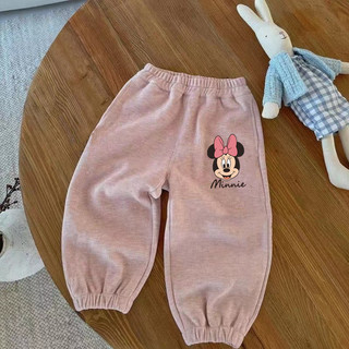  Quần bé gái TIINGXUYU quần bo gấu co giãn in họa tiết hoạt hình mẫu mới mùa thu Quần dài thể thao rộng rãi phong cách Tây thường ngày cho bé 