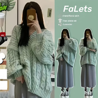 Áo len nữ Áo dệt kim dễ phối đồ phong cách Hàn Quốc thu đông cho học sinh màu xanh lá xoắn rộng rãi cổ chữ V