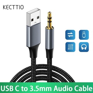  KECTTIO Cáp âm thanh Stereo USB A đến 3.5 Jack Tai nghe từ Nam sang Nam 