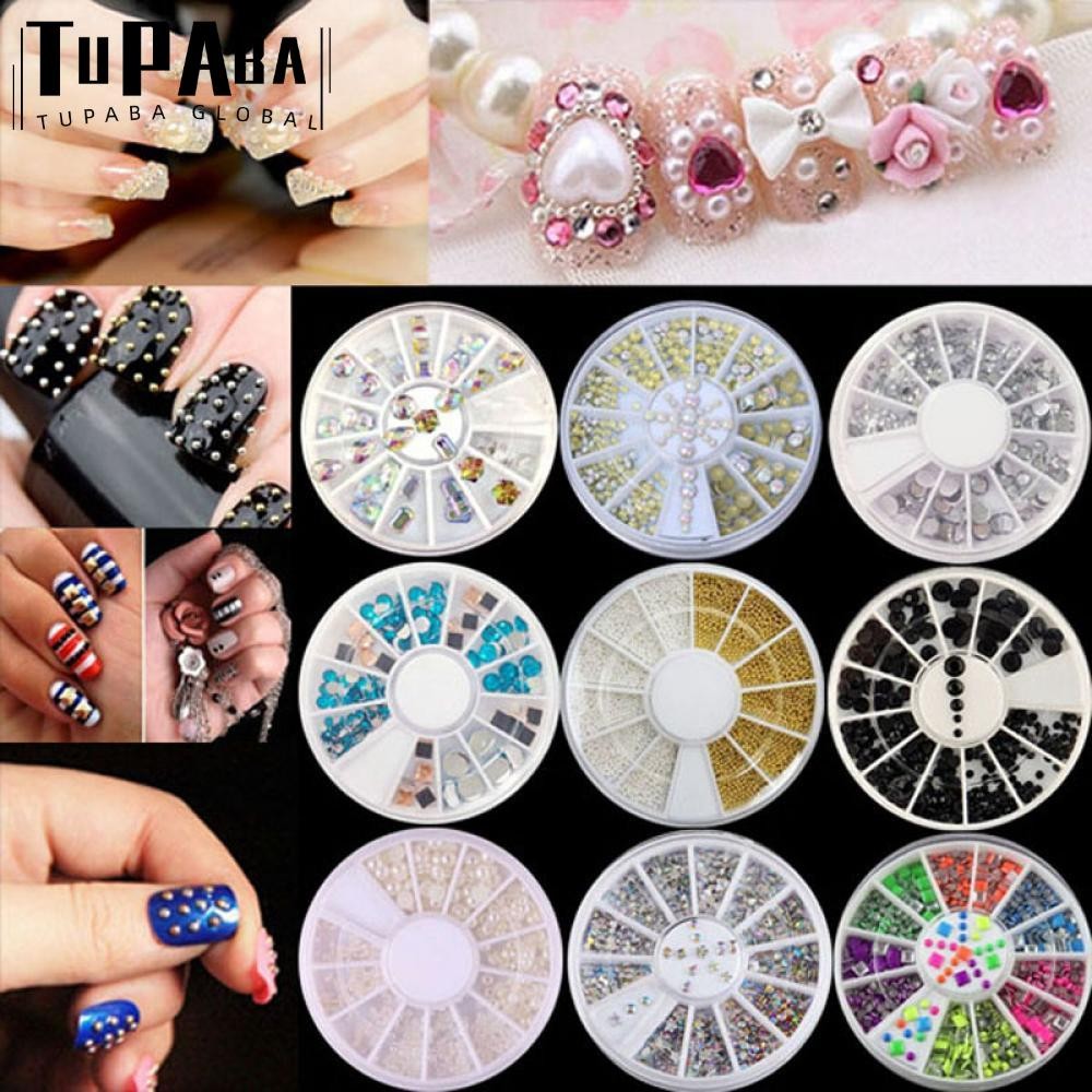 TUPABA Khay Hạt Đá 3D Đính Móng Nghệ Thuật