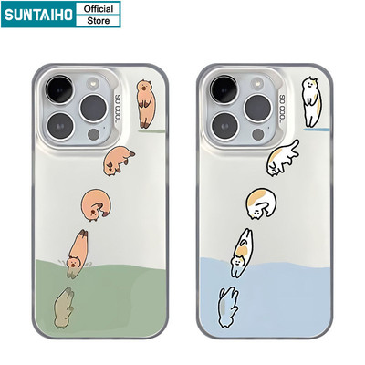Suntaiho Ngộ nghĩnh Dễ Thương Vỏ Lặn Mèo Capybara Họa Tiết Ốp Điện Thoại Cho Iphone 15 14 13 12 11 Pro Max TPU Silicon Mềm Cao Cấp Chống Sốc Ốp Lưng
