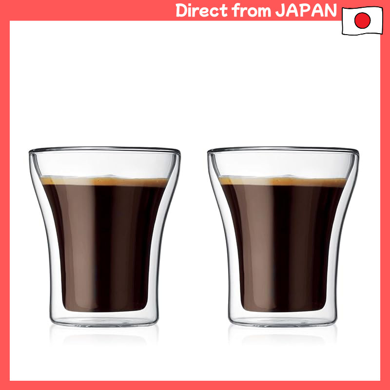 BODUM Glass Cup Tumbler ASSAM Double Wall Glass 200ml Set of 2 Insulation Properties Double Structur
