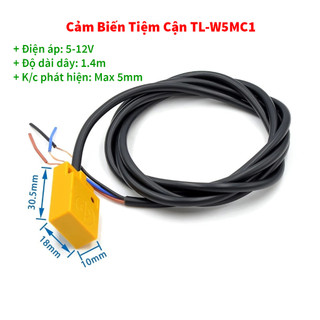 Cảm biến tiệm cận kim loại TL-W5MC1 Màu Vàng Dây Đen NPN thường mở 3 dây 5-24V