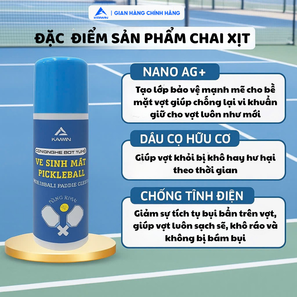 Bình Xịt Vệ Sinh Vợt Pickleball Bọt Tuyết  Chính Hãng Làm Sạch Và Chống Trầy Mặt Vợt Pickleball Cao 