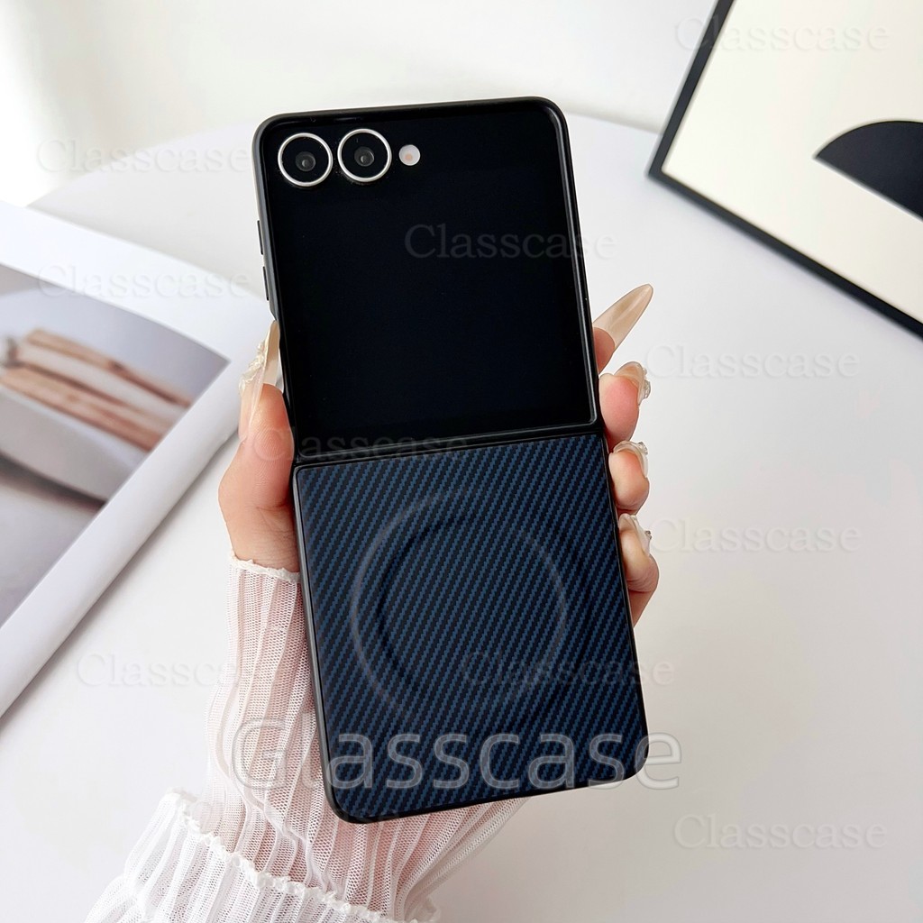Ốp Lưng Cho Samsung Galaxy Z Flip 7 6 FE 7FE Flip7 Flip7FE Flip6 Họa Tiết Sợi Carbon Hút Từ Tính Đơn