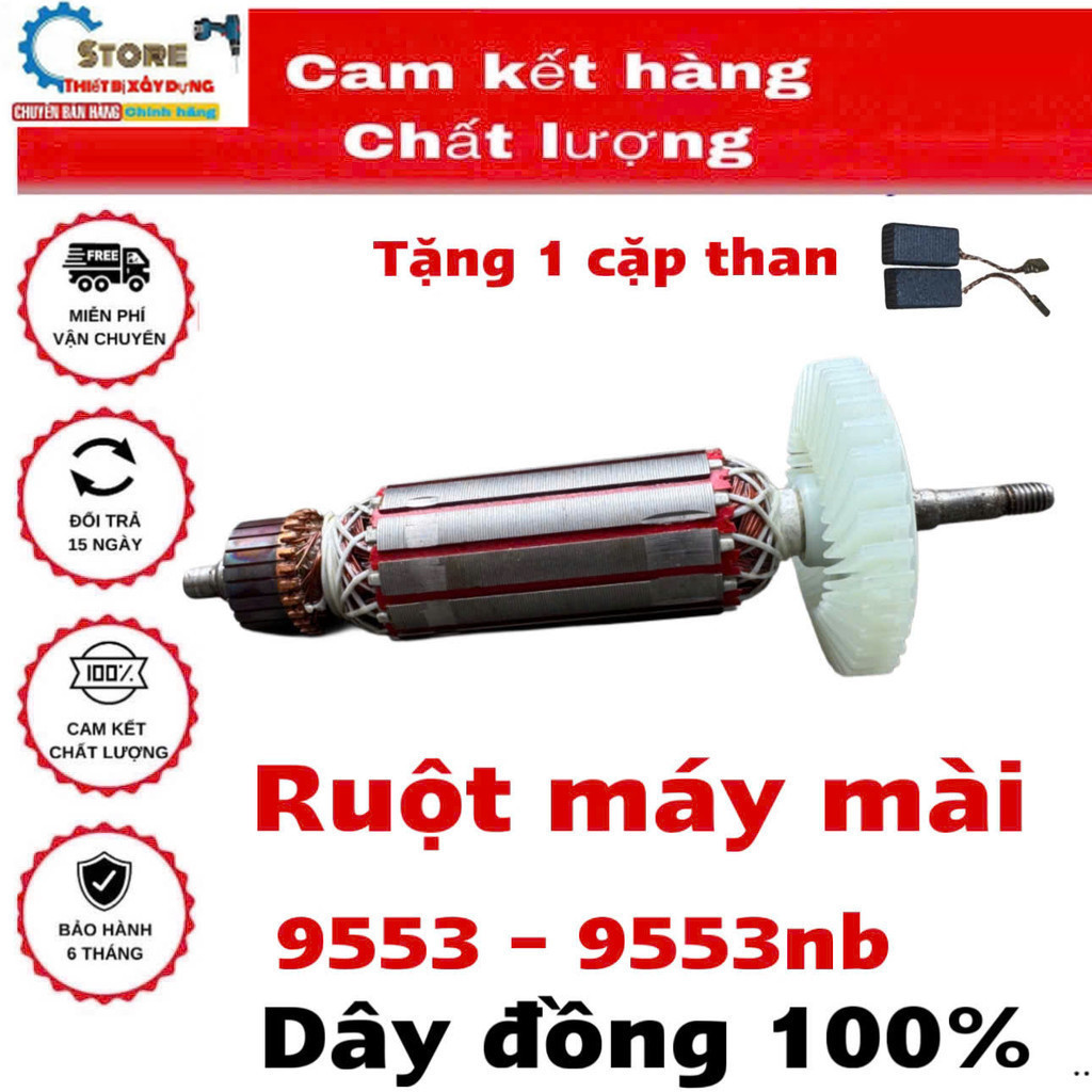 Rotor Máy Mài MAKITA 9553 9553B 9553NB - Ruột Mài MAKITA 9553NB - Dài 152mm - Thân 32mm .. sto.re má