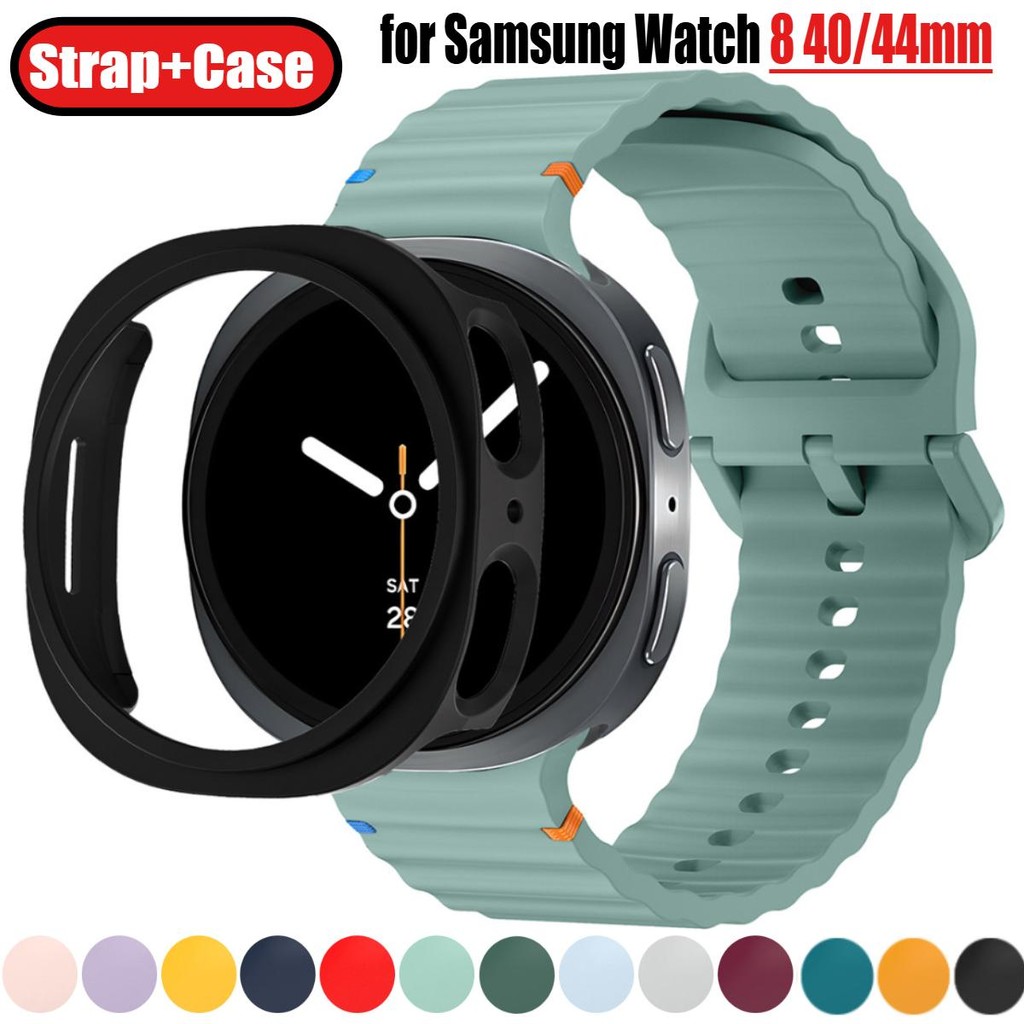 Ốp PC + Dây đeo silicon cho Samsung Galaxy Watch 8 40mm 44mm Vòng đeo tay thể thao Vỏ bảo vệ Correa 