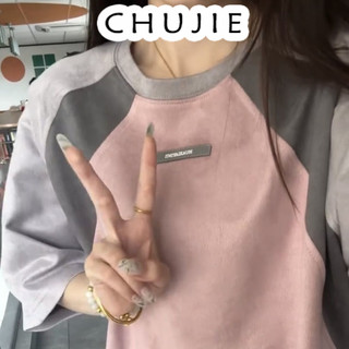 CHUJIE áo phông áo thun nữ croptop baby tee Vintage Phong cách phổ biến Fashion WTX2450R12 28Z240707