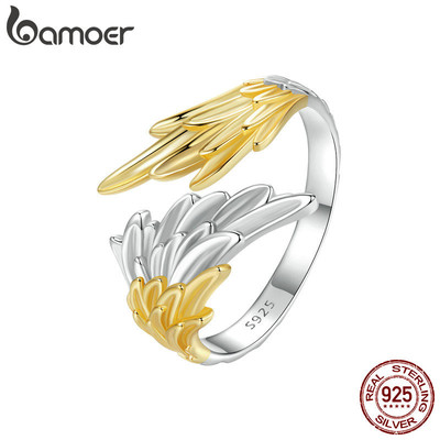 Nhẫn Bạc Bamoer 925 Có Thể Điều Chỉnh Cánh Hai Tông Màu Trang Sức Thời Trang Quà Tặng Cho Nữ