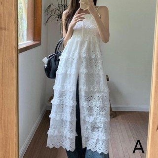 Ren Sling Đầm Lớp Chia Gạc Váy Overskirt Váy Rỗng Đầm Bên Trong Suspender