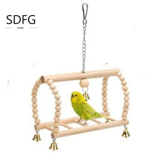 Sdfg vẹt võng đồ chơi chim, đồ chơi chim cắn gỗ có chuông treo cầu thang, vẹt gỗ răng hàm đồ chơi cắn gỗ chống vẹt cá rô đứng huấn luyện