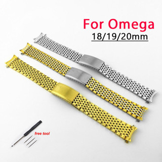  Dây đeo đồng hồ bằng thép không gỉ 18mm 19mm 20mm Dây đeo cho Omega Seamaster Speedmaster DeVille Chín hạt Dây đeo đồng hồ nam nữ Vòng tay mỏng 