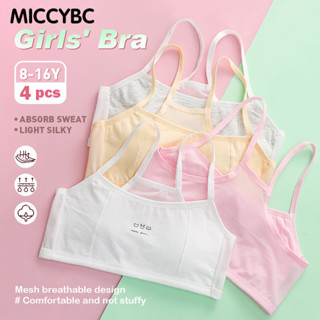 [MICCYBC] 4 Áo Ngực Bé Gái 13-16Y Vải Lưới Thoáng Khí Cho Trẻ Em Mỏng Quần Lót Áo 30-50KG