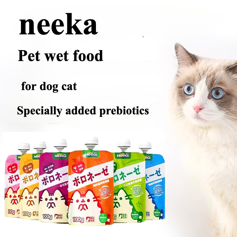 Neeka 100g Thức Ăn Ướt Cho Mèo Thêm Prebiotic Điều Trị Mèo Con Trưởng Thành Mèo Huấn Luyện Thực Phẩm Dinh Dưỡng Mèo Điều Trị