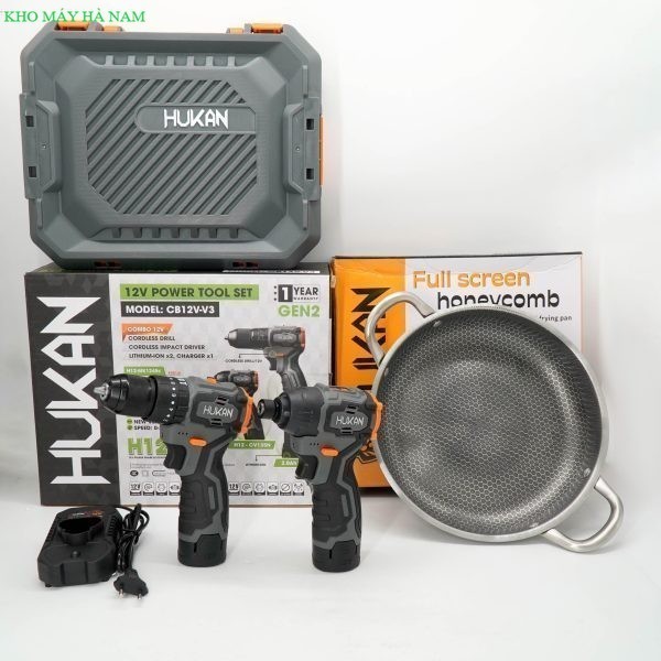 Combo Máy Khoan + Máy Bắn Vít 12V Hukan Gen2 CV12-V3 TẶNG NGAY CHẢO HUKAN - HUKAN VIỆT NAM HÀ NAM