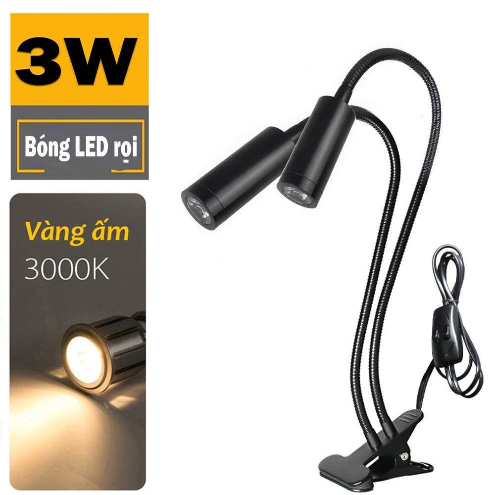  Đèn Led đọc sách kẹp bàn học Treo đầu giường Công suất 3W Nguồn USB 5V 