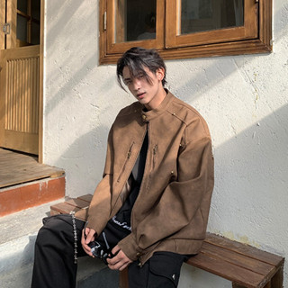 Áo khoác da lộn nam Trail Echo Áo khoác ngắn tay cao cấp phong cách Hàn Quốc mới cho mùa thu đông