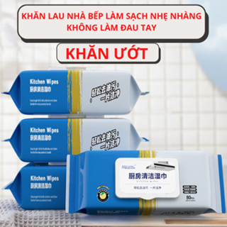 [Thùng 10 gói] Khăn ướt Lau bếp đa năng 1 gói 80 miếng Siêu tiết kiệm, Lau cực sạch