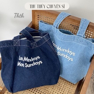 Túi tote bò less mondays more sundays phong cách trẻ trung đơn giản năng động cá tính