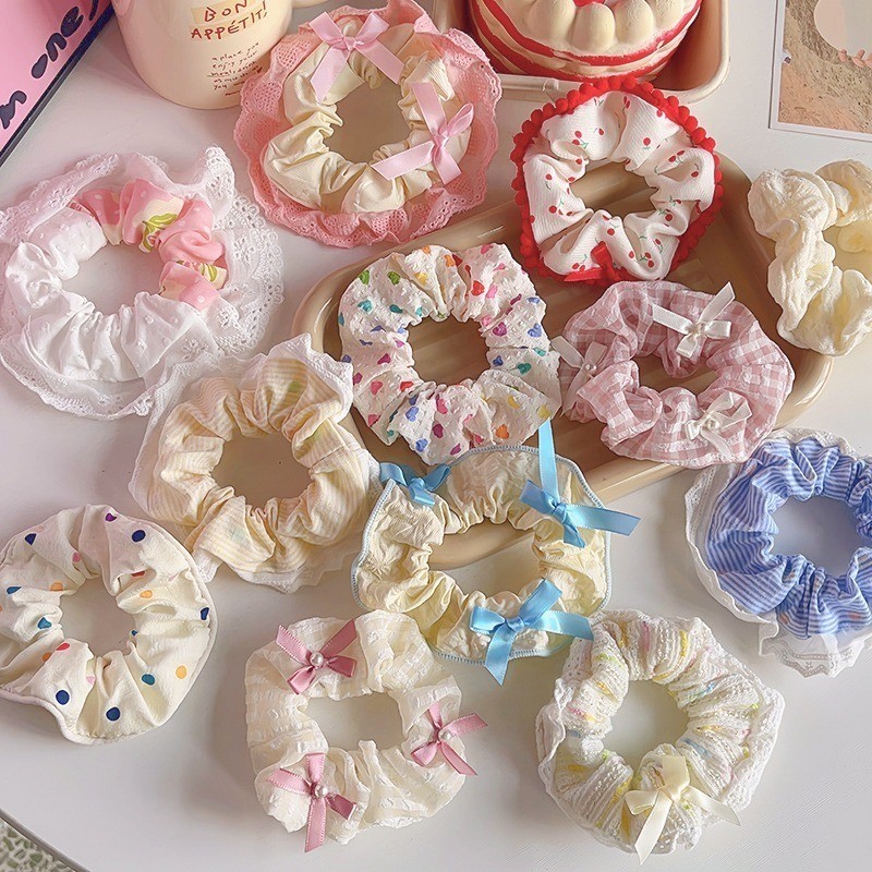 Dây Buộc Tóc / Cột Tóc Scrunchies To Phồng Đẹp Thời Trang Hàn Quốc