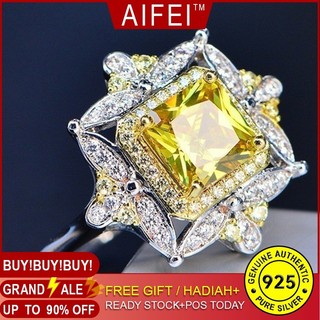 Nhẫn mạ bạc Sterling 925 đính đá màu vàng cho nữ R313