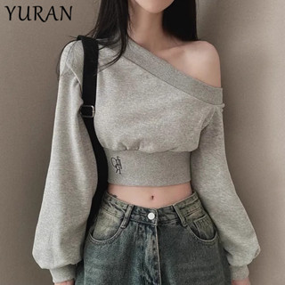 YURAN áo phông áo thun nữ croptop baby tee Đơn giản xu hướng Xu hướng INS WTX2480FDS 34Z240820